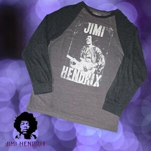 Unisex Ripple Junction Jimi Hendrix Graphic Long‎ Sleeve Raglan T-shirt Grey S